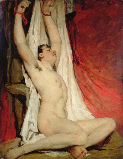 Nu masculino, com os braços esticados de William Etty